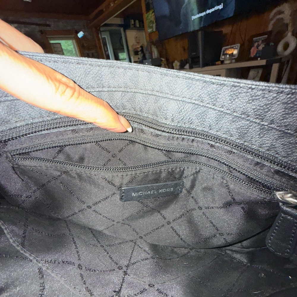 Michael Kors Charcoal Monogram Shoulder Bag - Picture 3 of 10